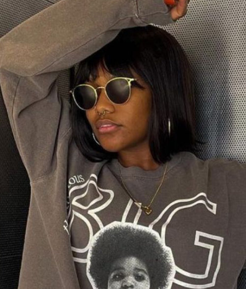 Straight Top Lace Short Bob With Bangs Wig